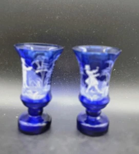 Juego/2 copas de cóctel vintage Empoli de vidrio artístico italiano Mary Gregory 4,75" - Imagen 1 de 9