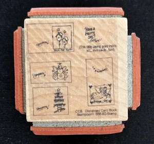Stampourri Rubber Stamp Christmas Card Block Cube Different Pictures Tags Labels - Picture 1 of 6