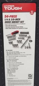 HYPER TOUGH 54-PIECE 1/4 & 3/8 INCH DRIVE SOCKET SET SAE & Metric - Picture 1 of 2