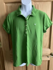 American Eagle Women’s XL Distressed Embroidered Logo Short Sleeve Polo Shirt - Picture 1 of 10