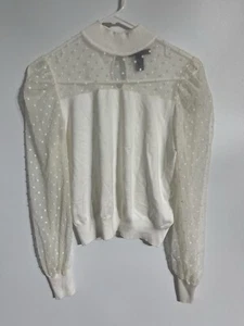 Forever 21 90s Y2K Top Small Mesh Embroidered Polka Dots Dainty Coquette Office - Picture 1 of 10