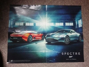 JAMES BOND SPECTRE JAGUAR AND ASTON PROTOTYPE POSTER. MAGAZINE GIFT IN 2015 - Picture 1 of 4