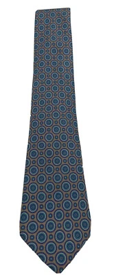 Gravata masculina feita à mão 100 seda Itália cinza círculo padrão casual formal retrô preppy - Imagem 1 de 3