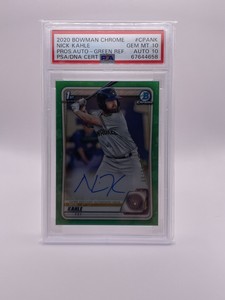 2020 Bowman Chrome - Prospect Auto PSA/DNA 10/10 Nick Kahle /99 Green Refractor