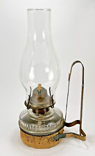 Antique Early Kerosene Oil Glass Lamp Primitive Metal Wall Hang Farmhouse