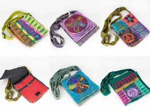 Razor Cut Stonewashed Fair Trade Ethnic Hippie Boho Festival Cotton Shoulder Bag - Picture 1 of 22