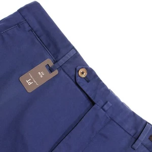 PT01 NWT Slim Fit Chinos / Casual Pants Size 46 30 US In Solid Blue Cotton Blend - Picture 1 of 14