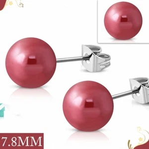 7.8mm Bola De Perla De Acrílico Con Cranberry Y Pendientes - Imagen 1 de 1