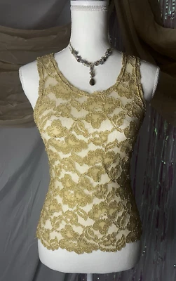 Lencería Cami Vintage Etiqueta Dorada Victoria’s Secret Oro Floral Encaje Años 90’s Talla S Foto 1 de 4