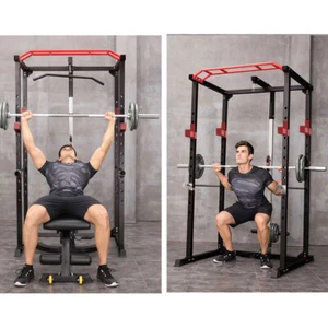 Multi-functional Power Cage,Adjustable Pullup Squat Rack 1000Lbs w/ Weight Bench - Picture 1 of 24