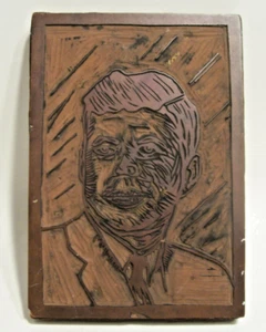 🔥Raro arte vintage John Kennedy placa teñida de madera única tallada con láser 6" x 8"🔥 - Imagen 1 de 5