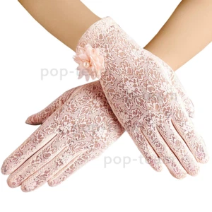 Damen transparente Netzhandschuhe Vollfinger kurze Fäustlinge Oper Abschlussball Abend Party Braut - Bild 1 von 8