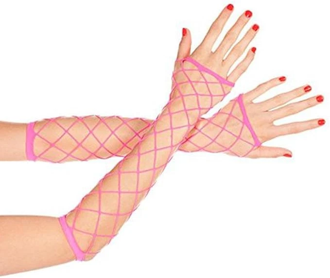 Music Legs Big Diamond Net Fingerless Arm Warmer Pink - Image 1 of 1