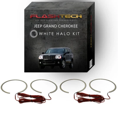 Kit de halo de faros LED ojo de ángel blanco para faros Jeep Grand Cherokee 05-10 Foto 1 de 4