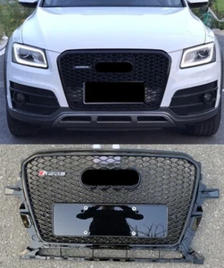 Full Black Front Bumper Grille for Audi Q5 SQ5 2013-2018 Update to RSQ5 - Picture 1 of 7