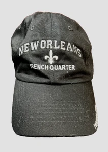 New Orleans French Quarter I heart N'awlins Black Baseball Cap Hat Raw & Ma - Picture 1 of 5