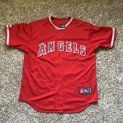 Majestic Los Angeles Anaheim Angels Josh Hamilton Jersey Red Mens Size Large Cover