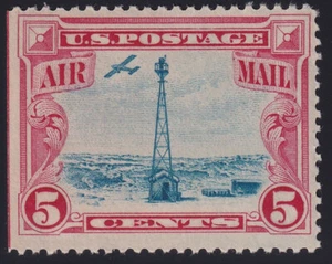 USA Sc #C11 - 5c carmine & blue - MNH (U/M) G - Beacon on Rocky Mtns - gum bends - Picture 1 of 2