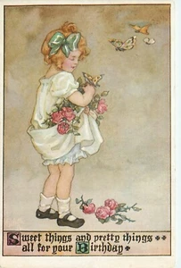 1915 Tuck Burd Girl Butterfly' artist impression Postcard 25-5669 - Picture 1 of 2
