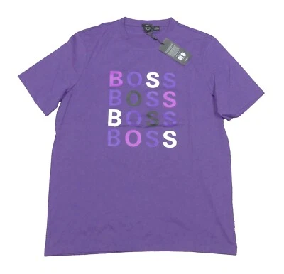 Мужская фиолетовая футболка Boss Hugo Boss Tessler 171 с графическим принтом приталенная с круглым вырезом - Изображение 1 из 3