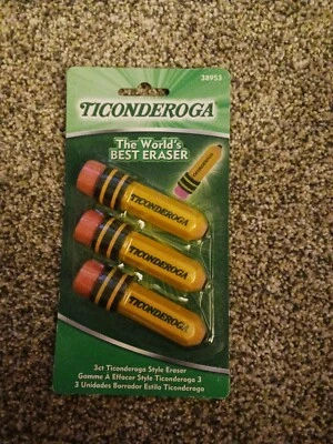 TICONDEROGA Erasers, Pencil Shaped, Latex-Free, Yellow, 1-3pak (38953) - Image 1 of 4