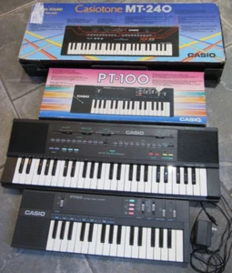 Vintage Casio Casiotone MT-240 Electronic 2 Keyboard LOT PT-100 w/ adaptor - Picture 1 of 6