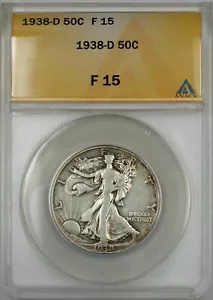 1938-D Walking Liberty Half Dollar Coin 50C ANACS F 15 - Picture 1 of 2