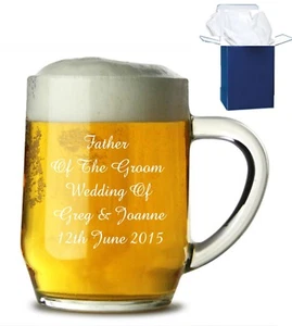 Personalised Pint Beer Lager Glass Tankard Engraved Retirement Gift Wedding - Picture 1 of 4