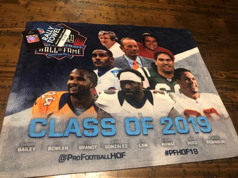 NWT PRO FOOTBALL HALL OF FAME CLASS OF 2019 RALLY TOWEL Tony Gonzalez  Ed Reed Cover