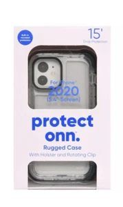 IPHONE 12 5.4” MINI Onn Rugged Case with Holster / Rotating Clip Clear - Picture 1 of 10