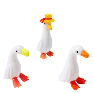 Glass Duck Ornament Cute Miniature Sculpture For Living Room And Bedroom Decors - Picture 1 of 11