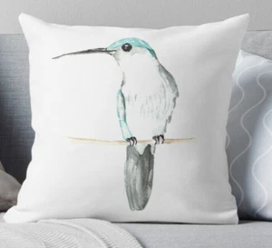 Decorative Bird pillow cover. 16x16" Farmhouse cushion cover. Nature decor case - Picture 1 of 9