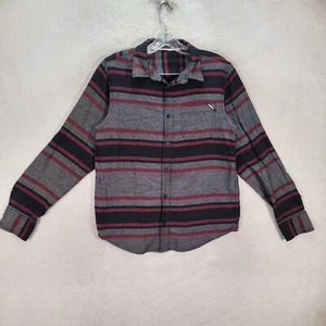 Hawk Tony Hawk Gray Striped Collared Casual Long Sleeve Button Shirt Mens Size M - Picture 1 of 19