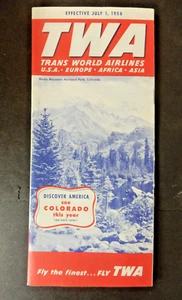 TWA Airlines July 1, 1956, Timetable, Rocky Mountains, Timetables, Super G - Picture 1 of 7