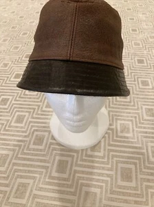 NWOT WOMENS LEATHER HAT SHEARLING BROWN - Picture 1 of 6