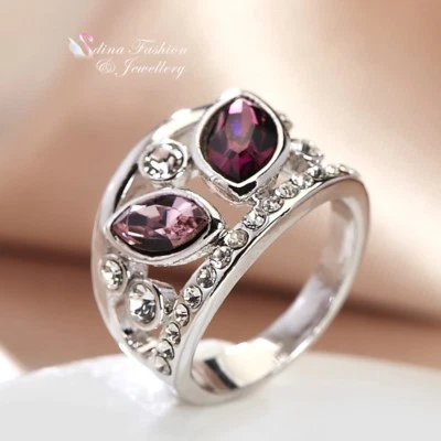 18K White Gold Filled Made With Swarovski Crystal Marquise Cut Cocktail Ring Foto 1 de 4