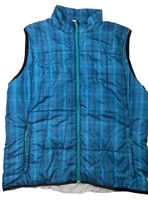 Marker 女式背心 XL 滑雪户外绗缝蓝色格子 Puffer 全拉链模拟颈部 — 第 1/4 张图片