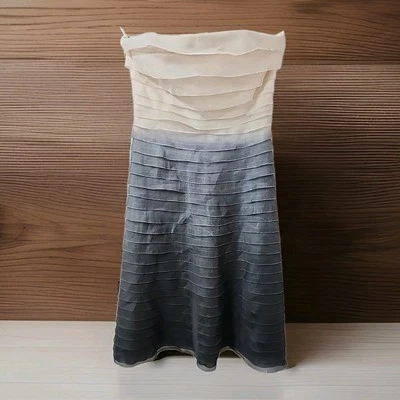 Vestido de fiesta formal para mujer Calvin Klein 100 % seda gris crema ombre, talla 2  Foto 1 de 4