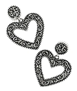 CAROLYN POLLACK Ohrhänger Sterlingsilber geschnitzt oxidiert HERZ Ohrstecker ~ RAR! - Bild 1 von 5