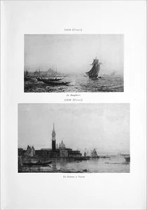 LE BOSPHORE + LA DOUANE à VENISE - Gravure du 19e (Ziem, École de Barbizon) - Imagen 1 de 3