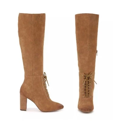 NUEVO $229 Charles David Mujer’s 10 Botas Boletín de Gamuza Tostada Tacón Hasta la Rodilla Foto 1 de 4