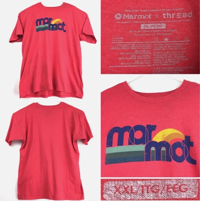 Marmot Mens 2XL (48 in Chest) Red Sunset Logo Crew Neck Short Sleeve Graphic Tee - Image 1 of 4