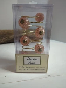 Shower Hooks Pink And Gold Colored Roma Resin Hooks New Set Of 12 - Picture 1 of 5