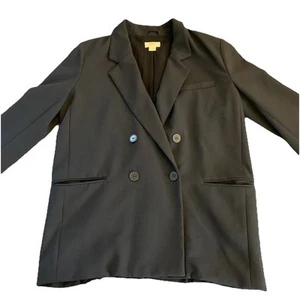 Maeve Anthropologie Damen zweireihiger schwarzer Blazer Größe 14 Oversized lang - Bild 1 von 19