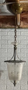 Lightolier Antique Original Ceiling Light Fixture Frosted Glass Shade 2 Candle - Picture 1 of 8
