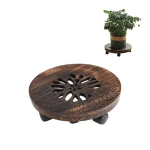 12" Plant Caddy Plant Stand with Wheels Rolling Plant Stand Heavy Duty Wood P... - Picture 1 of 6