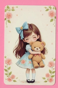 SWAP CARD SINGLE, little anime girl with her teddy - Picture 1 of 1