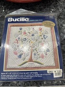 Bucilla Family Tree 42041 Stamped X Stitch Lap Quilt Wall Hanging Kit NIP - Picture 1 of 5
