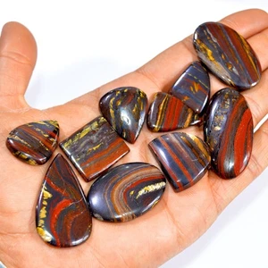 10 Pcs 397 Cts Natural Iron Tiger Eye Cabochon Gemstone Lot 40x24 21x19mm #3196 - Picture 1 of 4