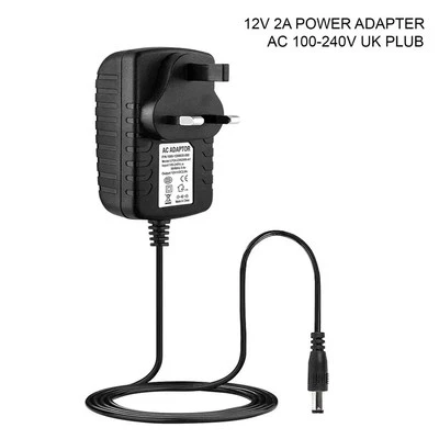 12V 2A Power AC Adapter 100-240V Input for LED, CCTV, Router Electronics UK Plug - Image 1 of 2
